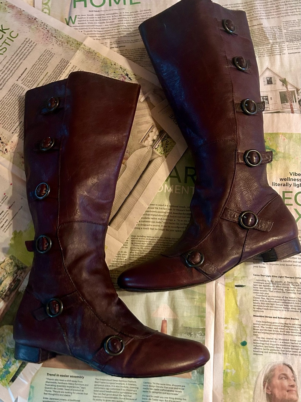 Born Crown Leather Burgandy Tall Riding Boots Size 11